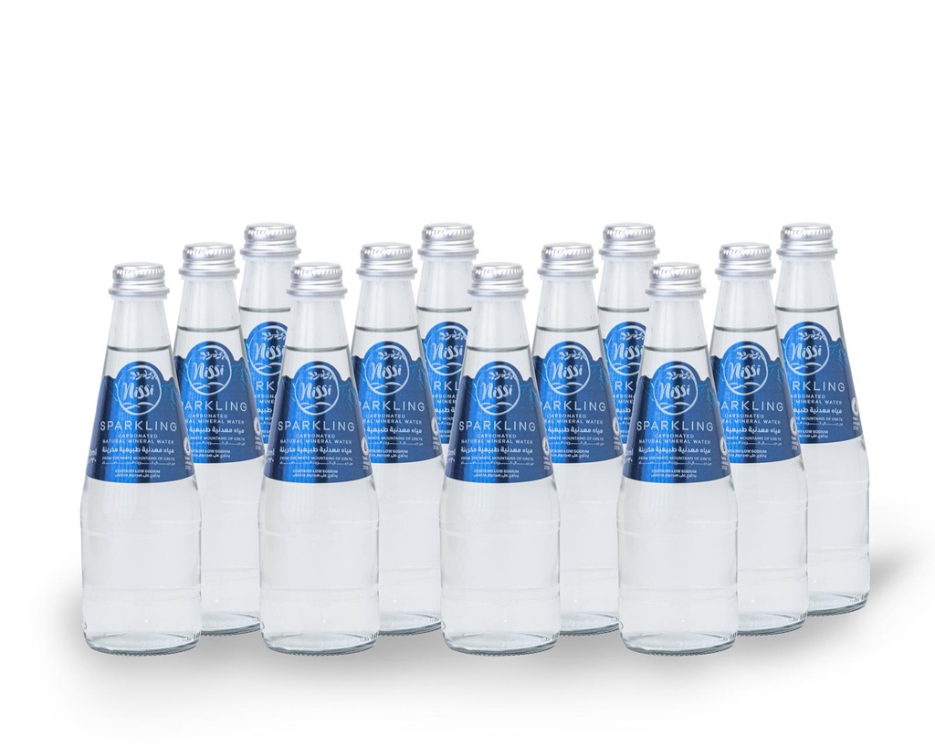 Nissi Greek Mountain Spring Water Sparkling Glass Bottle 330ml (12pc)
