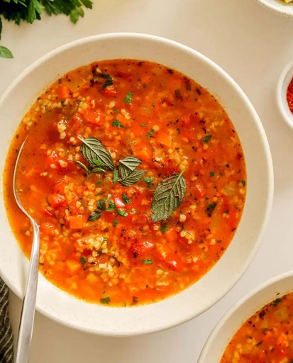 Greek Spicy Bulgur Tomato Soup
