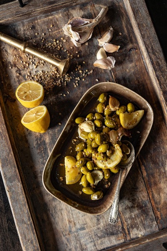 Cypriot Marinated Olives with Lemon, Coriander & Garlic